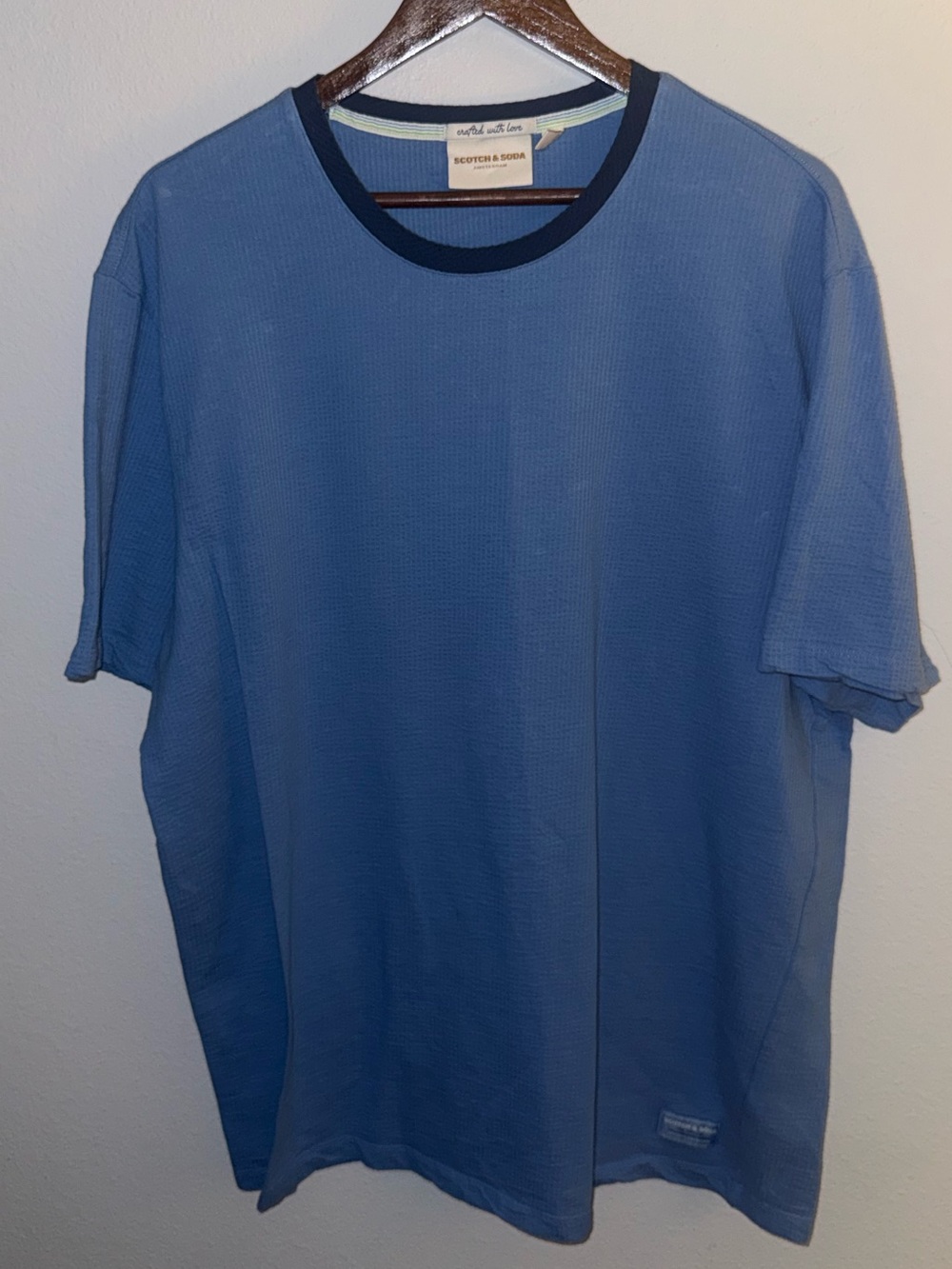 Scotch & Soda Light Blue Short Sleeve Crewneck with Navy Trim